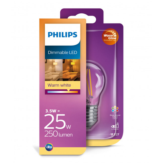 Philips LEDClassic Filament 25W krone E27 varm hvid klar dæmpbar 1 stk - 8718699646004