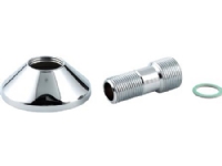ARIMEX Lige tilgangsstykke 3/4x1/2 længde 60 mm med Ø70 mm roset. Model med ekstra langt 3/4 gevind.
