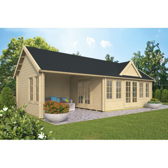 McKinney med baldakin Bjælkehytte - 70 mm - 400820N - 37,2 m²