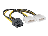 Akyga AK-CA-29 - Strømforsyningsadapter - 8 pin PCIe-strøm (hun) til 3 pin Molex (han) - 15 cm