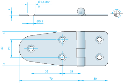 Hængsel 100x40mm rfr. 441740