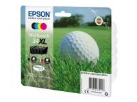 Epson 34XL - 4 pakker - XL - sort, gul, cyan, magenta - original - blister med RF/akustisk alarm - blækpatron - for WorkForce Pro WF-3720DWF, WF-3725