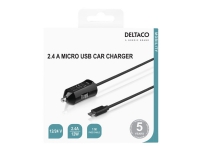DELTACO USB-CAR129 - Bilstrømsadapter - 12 Watt - 2.4 A (Micro-USB Type B)