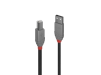 Lindy 36673, 2 m, USB A, USB B, USB 2.0, 480 Mbit/s, Sort