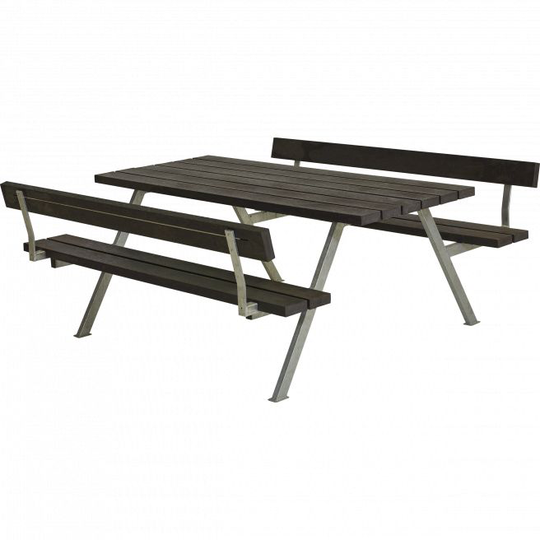 Plus Alpha Bord/Bænkesæt m/2 ryglæn - 177 cm - Genbrugsplast