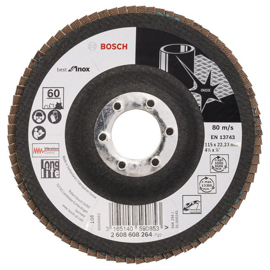 Bosch Lamelskive Inox Skrå 115mm K60 - 2608608264