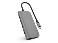 HyperDrive HD30F-GRAY #####USB-C™ (USB 3.1) Multiport Hub Ultra HD-kompatibel, med USB-C-stik, med indbygget SD-kortlæser, Aluminiumkabinet Spacegrå