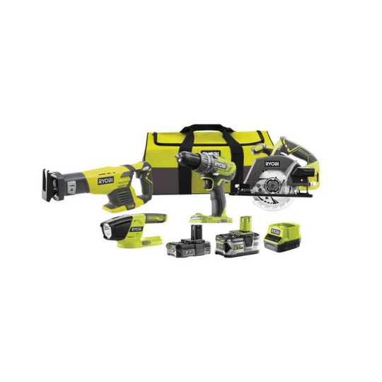 Ryobi Håndværkersæt 18V - 1x2,0 ah batteri + 1x5,0 ah batteri - R18CK4-252S