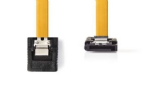 Nedis - SATA-kabel - Serial ATA 150/300/600 - SATA (hun) lige/låsende til SATA (hun) angled/locking - 50 cm - flad - gul