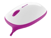 Børne Mus - Microsoft Express Mouse - højre- og venstrehåndet - optisk - 3 knapper - kabling - USB - hvid, rosa
