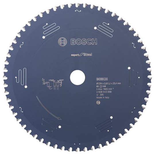 Bosch Rundsavsklinge Exp Steel 254x25,4mm 60t - 2608643059