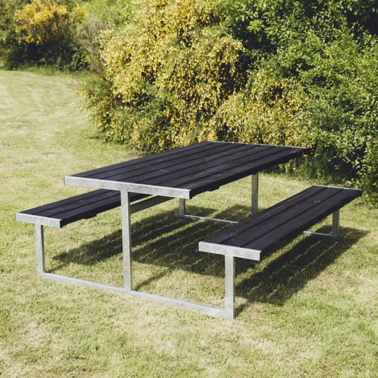 HORTUS Bord-/bænksæt "LOKE" sort grundmalet og galvaniseret stel uden ryg L: 180 x B: 185 cm - 801-083
