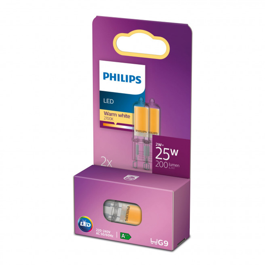 Philips LED stift 25W G9 varm hvid mat ikke dæmpbar 2 stk - 8718699758622