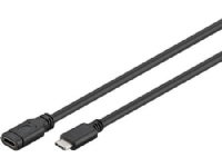 MICROCONNECT USB forlængerkabel, USB 3.1 C han til USB 3.1 C hun, længde 1 meter, farve: sort