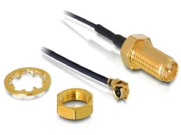 Delock HF Antenna Connection for Installation - Antennekabel - I-PEX (han) til RP-SMA (hun) - 35 cm - sort