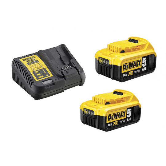 DeWALT 18V XR Batteri-sæt, 2x5Ah + lader - DCB115P2-QW