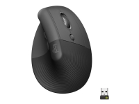 Logitech Lift Vertical Ergonomic Mouse - Lodret mus - ergonomisk - optisk - 6 knapper - trådløs - Bluetooth, 2.4 GHz - Logitech Logi Bolt USB-modtage