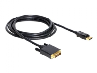 Delock - DVI-kabel - DisplayPort (han) til DVI-D (han) - 3 m - tommelskruer