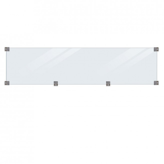 Plus Glashegn 174x44,6 cm, 6mm hærdet glas inkl. beslag og glasliste 17767-1