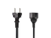 Nedis - Forlængerkabel til strøm - CEE 7/7 (han) til CEE 7/7 (hun) - 250 V - 16 A - 5 m - rund - sort