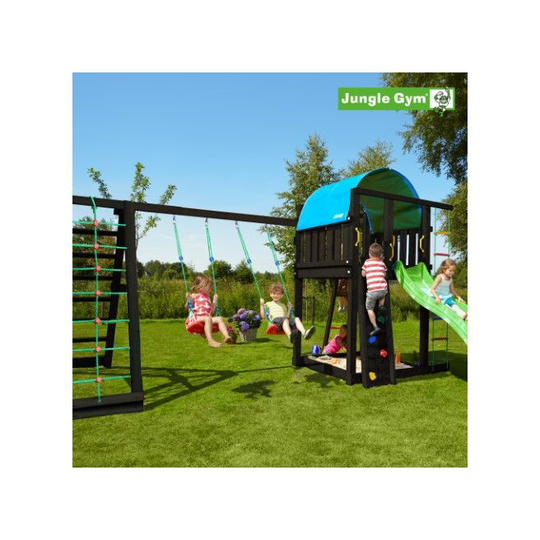 Jungle Gym Villa legetårn komplet inkl. climb module xtra ekskl. rutschebane, grundmalet sort - 806-285CB