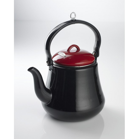 Bonfire Kande til kaffe/the, sort/rød emalje 2,2 liter