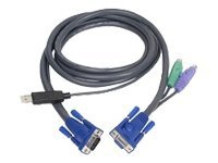 ATEN Intelligent KVM Cable 2L-5502UP - Kabel til tastatur / video / mus (KVM) - USB, HD-15 (VGA) (han) til PS/2, HD-15 (VGA) - 1.8 m