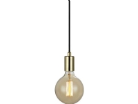 Sky pendel messing, 3,5 meter tekstil ledning, krog ophæng til max. 60W glødepære eller tilsvarende. Leveres eksklusiv lyskilde