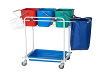 Rengøringsvogn med 3 spande 13 ltr. med bakke/net/burv