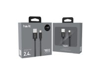 Havit Lightning cable sleeved MFi - sort 1m, 1 m, Lightning, USB A, Hanstik, Hanstik, Sort