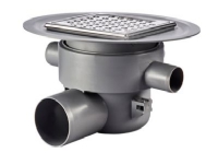 PURUS Multiflex Ø75 mm vandret udløb m/flange til smørremembran, 3 sideindløb 1XØ32mm 2XØ40mm, Rist/ramme til klinkegulv m/vandlås Tyr, VA-Godkendt.