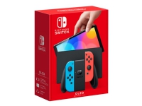 Nintendo Switch OLED - Spilkonsol - Full HD - 64GB - Hvid / Sort - Op til 9 timers batteri-levetid - Inkl. 2 x Joy-Con (Neonrød/Neonblå)