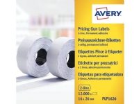 Prisetiket Avery PLP1626 hvid 26x16 mm permanent klæbende - (12.000 etiketter)