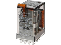 FINDER Industrirelæ 7A (15A), 4CO, 24VDC for sokkel serie 94. Låsbar testknap og mekanisk indikator.