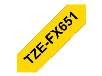 Brother TZe-FX651 - Sort på gul - Rulle (2,4 cm x 8 m) 1 kassette(r) fleksibel tape - for Brother PT-D600 P-Touch PT-3600, D600, D800, E550, P750, P