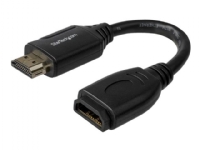 StarTech.com 6in High Speed HDMI Port Saver Cable with 4K 60Hz - Short HDMI 2.0 Male to Female Adapter Cable - Port Extender (HD2MF6INL) - HDMI-forlæ