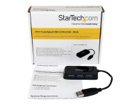 StarTech.com 4-Port USB 3.0 SuperSpeed Hub - Portable Mini Multiport USB Travel Dock - USB Extender Black for Business PC/Mac, laptops (ST4300MINU3B)
