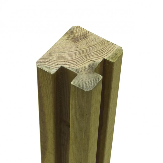Plus Plank løsdel til plankeværk hjørnestolpe 2-spor 90x90mm x267cm trykimprægneret 17747-1