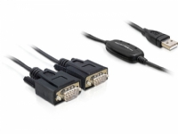 Delock Adapter USB 2.0 > 2 x Seriell - USB / serielkabel - USB (han) til DB-9 (han) - 1.4 m - tommelskruer