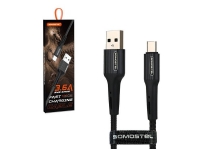 USB TYPE-C 3.6A CABLE BLACK SOMOSTEL 3600mAh QUICK CHARGER QC 3.0 1M POWERLINE SMS-BW06 - TEXTILE BRAID