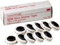 3M Opmærkningstape mærket:6 hvid tape med sort tekst rulle med 2,44m til dispenser