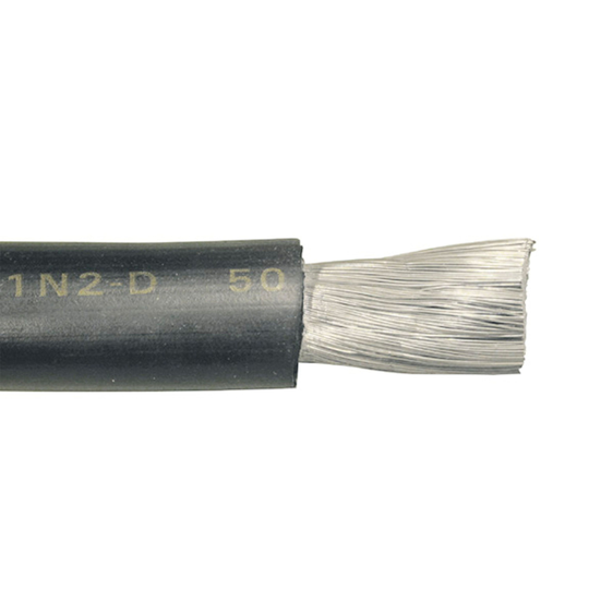 Gummikabel fortinnet, sort 10 mm²