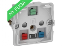 LAURITZ KNUDSEN FUGA® stikkontakt 2-pol 1 modul + DK jord med LED, uden afdækning.