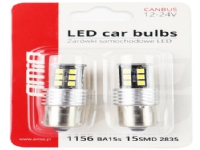 Amio 01293 Led Canbus 15SMD 2835 7,5W 1156 (P21W) Balta 12V / 24V 2 sztuki