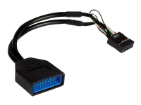 Inter-Tech - USB intern adapter - 9 pins USB samlekasse (hun) til 19 pin USB 3.0 samlekasse (han) - 15 cm - sort
