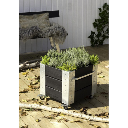 Plus Cubic blomsterkasse 46x50x45cm m/hjul sort 18237-15