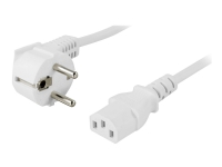 DELTACO - Strømkabel - CEE 7/7 (han) vinklet til IEC 60320 C13 lige - AC 250 V - 10 A - 50 cm - hvid