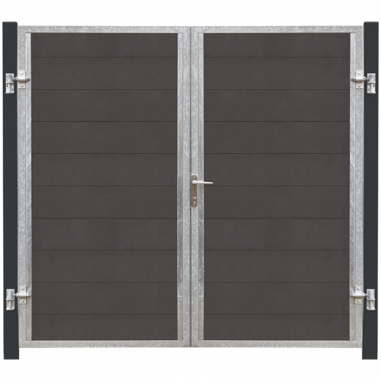 Plus Futura Dobbeltlåge HI 197×180 cm + 16 cm gråsorte stålstolper - 17584-21