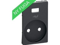 LAURITZ KNUDSEN Afdækning uden jordhul for FUGA stikkontakt 2pol med 5V USB lader, koksgrå.