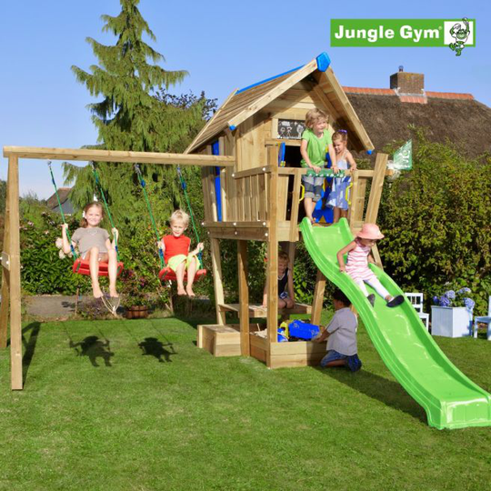 Jungle Gym Crazy Playhouse tårn komplet inkl. swing module xtra ekskl. rutschebane - 804-314SB